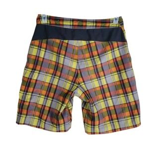 North Face Shorts Swim Trunks Mens 30x9.5 Green Gray Plaid Drawstring